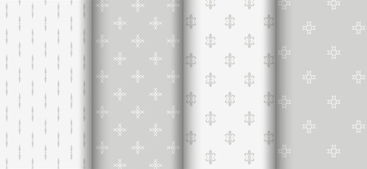 Light seamless patterns with simple ornament - vector