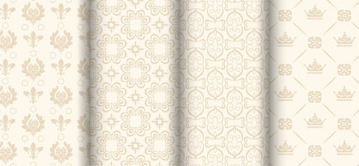 Set of background decorative seamless wallpaper - vector