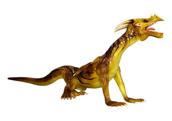 3D Rendering Fairy Tale Dragon on White