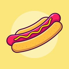 Fast food illustration, hotdog vector in retro style can be used for food products and billboards.