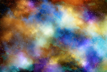 Obraz na płótnie Canvas Space background with stardust and shining stars. Realistic cosmos and color nebula. Colorful galaxy. 3d illustration