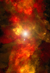Space background with stardust and shining stars. Realistic cosmos and color nebula. Colorful galaxy. 3d illustration