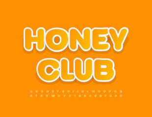 Fototapeta na wymiar Vector creative concept Honey Club. Yellow trendy Font. Sticker set of Alphabet Letters and Numbers