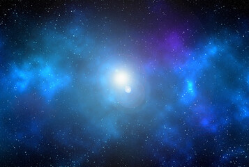 Space background with stardust and shining stars. Realistic cosmos and color nebula. Colorful galaxy. 3d illustration