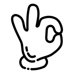 Ok Cartoon Hand Gesture Flat Icon Isolated On White Background
