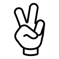 Obraz premium Victory Sign Cartoon Hand Gesture Flat Icon Isolated On White Background