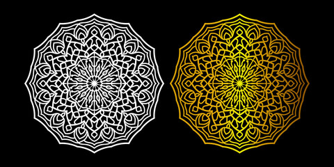 Modern mandala design template uniqe with gold color any kdp coloring book etc