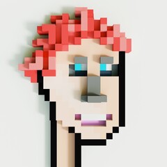 3D Render of a crypto punk style nft concept