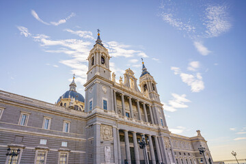 Naklejka premium Almudena Cathedral in the city of Madrid during a sunny day with a clear sky