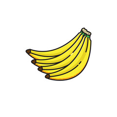 vector illustrator of four bananas, suitable for fruit shops and children's education