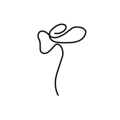 abstract flower drawn with a single line. black sketch on a white background. vector illustration