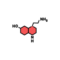Serotonin formule color line icon. Pictogram for web page