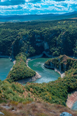 View on Uvac natural lake reserve under the Serbia state protection and habitat of vultures