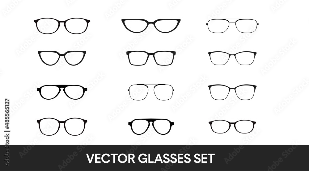 Wall mural vector isolated illustration of a glasses frame set. set of glasses frames