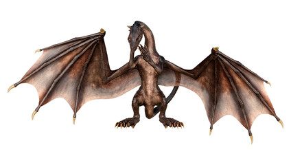 3D Rendering Fairy Tale Dragon on White