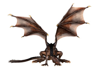 3D Rendering Fairy Tale Dragon on White