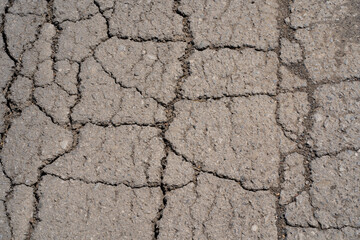 asphalt dry close-up shot during the day in summer with natural light