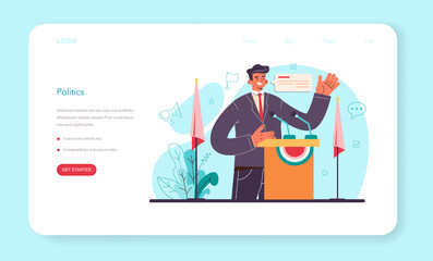 Political scientist web banner or landing page. Studying of political ideas