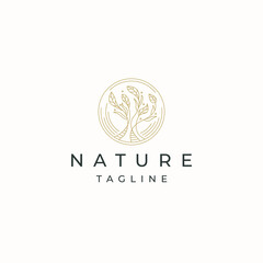 Luxurious Nature, leaf, tree or flower  botanical logo icon design template flat vector 