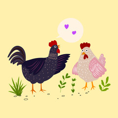 Cute and funny colorful farm rooster, chicken,cock, cockerel, cartoon vector illustration.