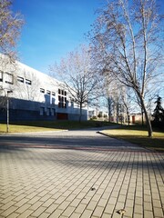 University campus building during winter