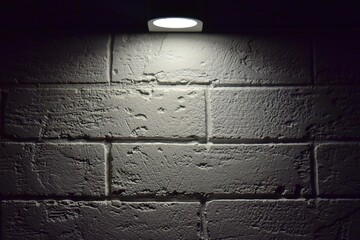 white brick wall in the light of a lantern
