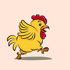 Cute and funny colorful farm rooster, chicken,cock, cockerel, cartoon vector illustration.