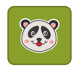 Cute and symbolic young smiling panda in green rectangular panel