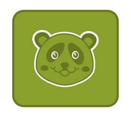 Cute and symbolic young smiling panda in green rectangular panel