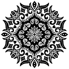 Mandala seamless pattern floral frame on black and white