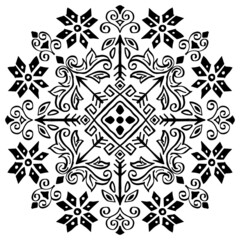 Mandala seamless pattern floral frame on black and white