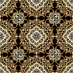 Gold mandala seamless pattern floral ornament	