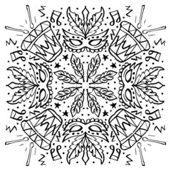 Carnival Mandala Art, hand drawing illustration