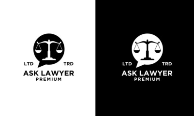 justice law talk firm logo icon design illustration