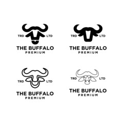 set collection black buffalo vector logo design