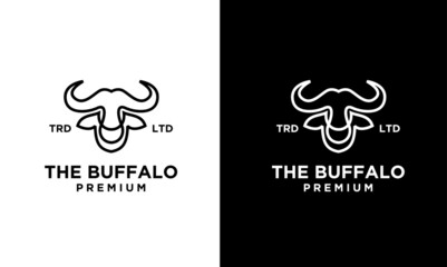 simple line buffalo head logo design
