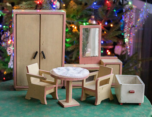 Vintage doll house furniture for christmas