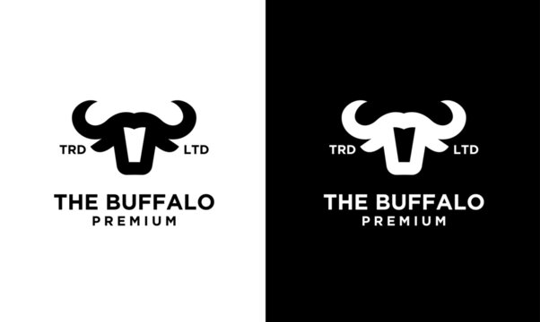 abstract black buffalo head logo design