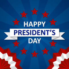 happy president's day with red stars social media template
