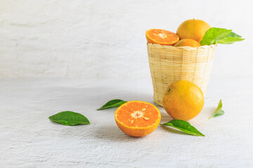 fresh orange fruit in the basket