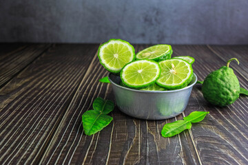 Fresh bergamot fruit slices in a bowl