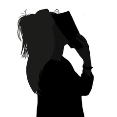 silhouette of woman with book