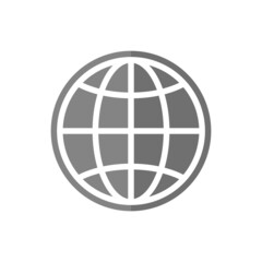 Globe grey flat vector icon