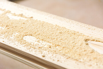 Pine board with shavings is very close