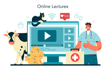 Pet veterinarian online service or platform. Veterinary doctor checking