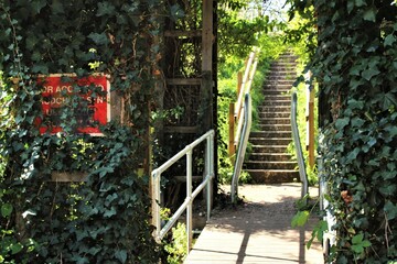 Stairway to the garden.  Mudchute, London. 