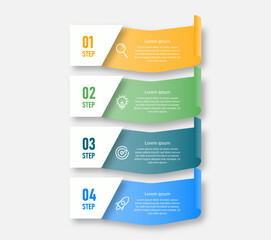 Infographic design  with note papers. Can be used for info graphics, flow charts, presentations, web sites, banners, label template with icons. 4 options or steps.