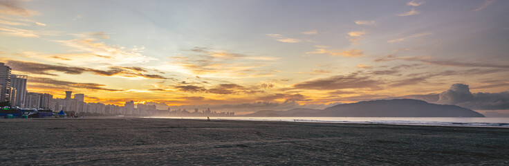 Naklejka premium The beautiful beach of Santos, Sao Paulo, Brazil.