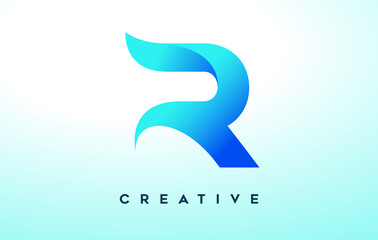 Blue R Letter Logo Design with Stylized Look and Modern Design for Business Company Logo
