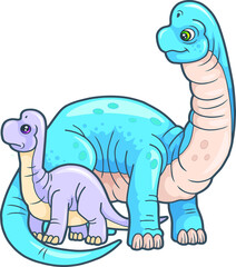 cartoon cute prehistoric dinosaur, funny illustration